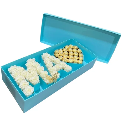 Caja dia de la madre con rosas y bombones ma tiffany